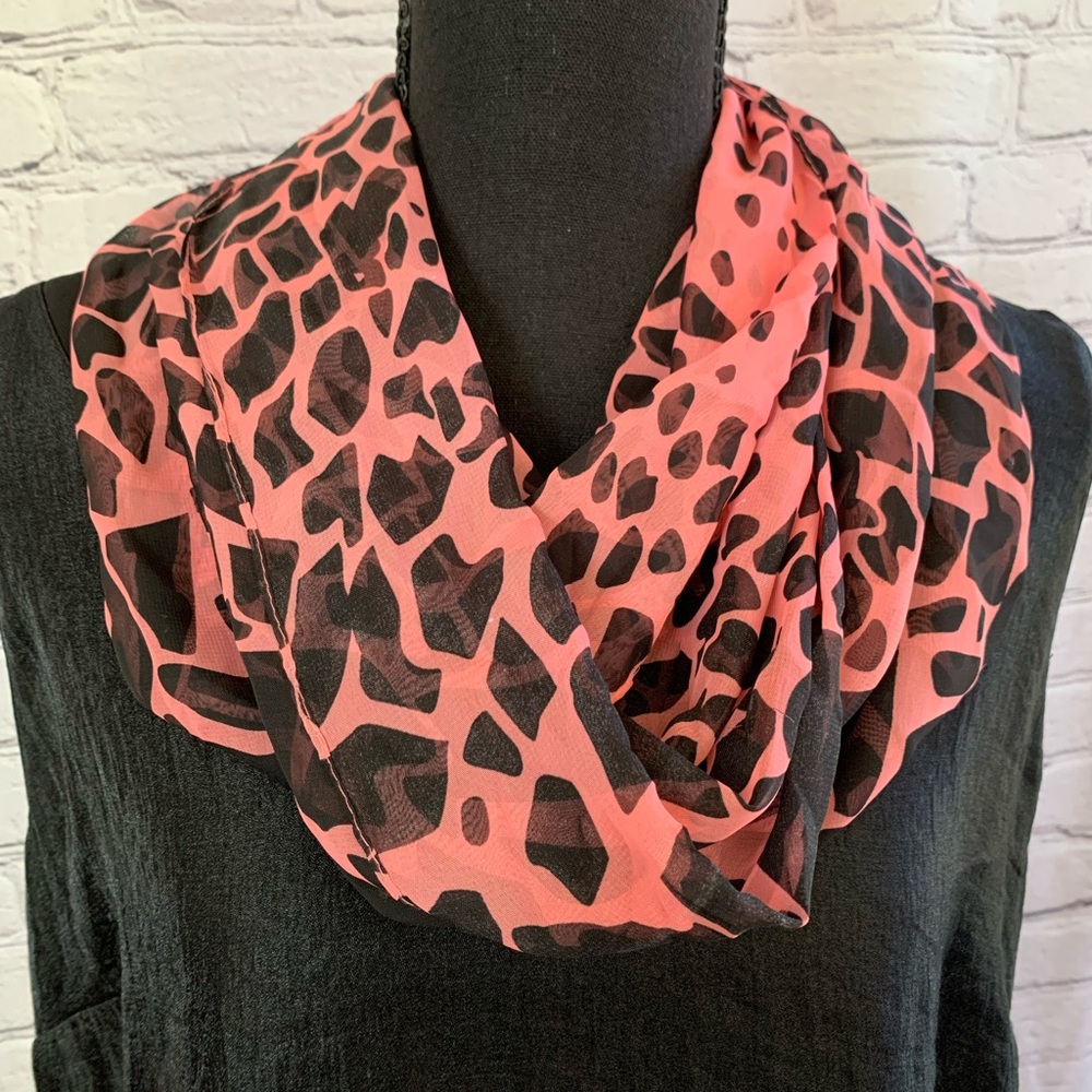 Stylish Pink and Black Animal Print Infinity Scarf